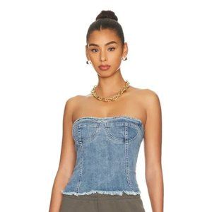 Denim Desa Crop Bustier Top